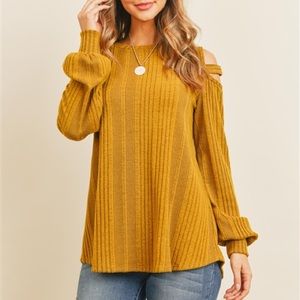 Mustard ribbed long sleeve top